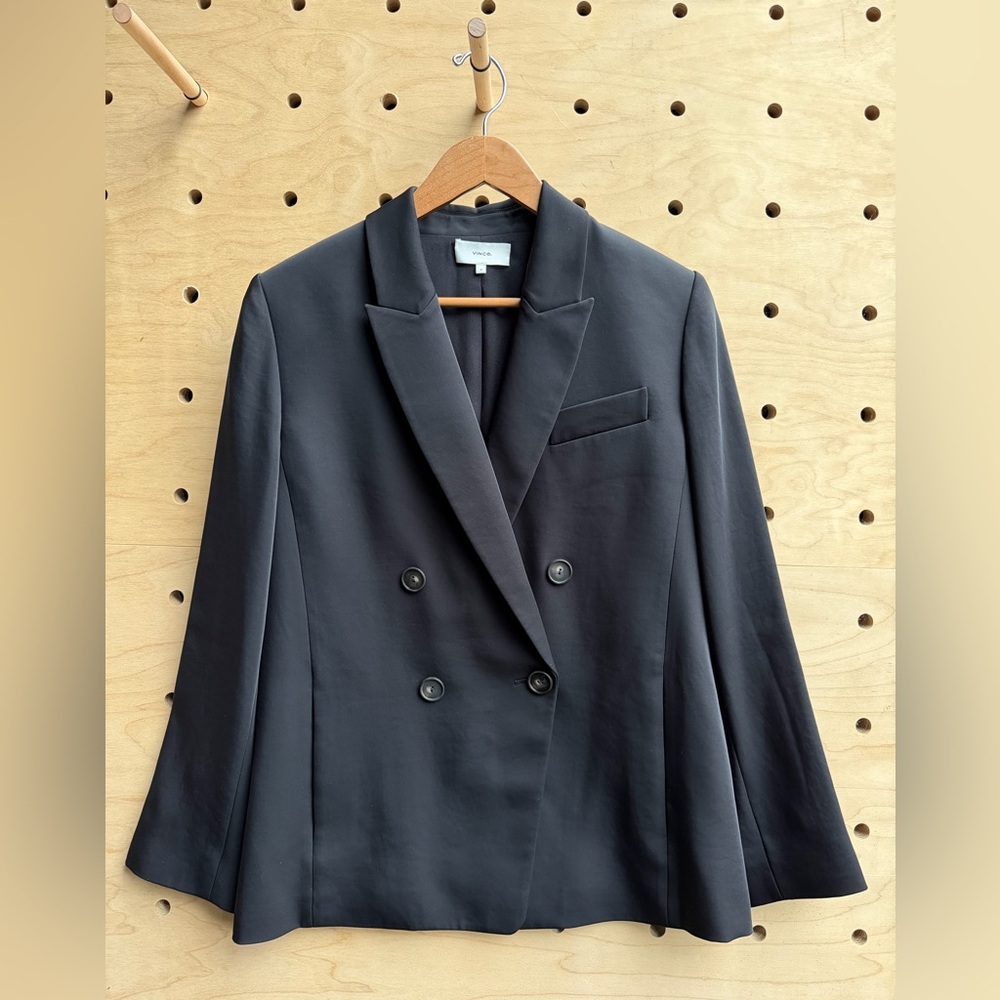 Vince Charcoal Double-Breasted Blazer